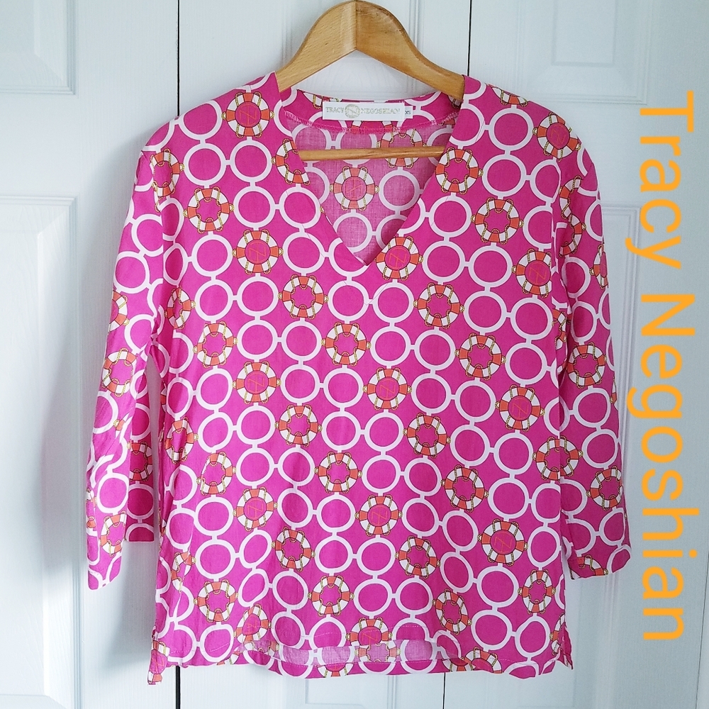 Tracy Negoshian Life Preserver Circles V-Neck XS M